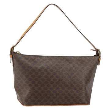 CELINE Macadam Canvas Shoulder Bag PVC Leather Brown Gold Auth 149367