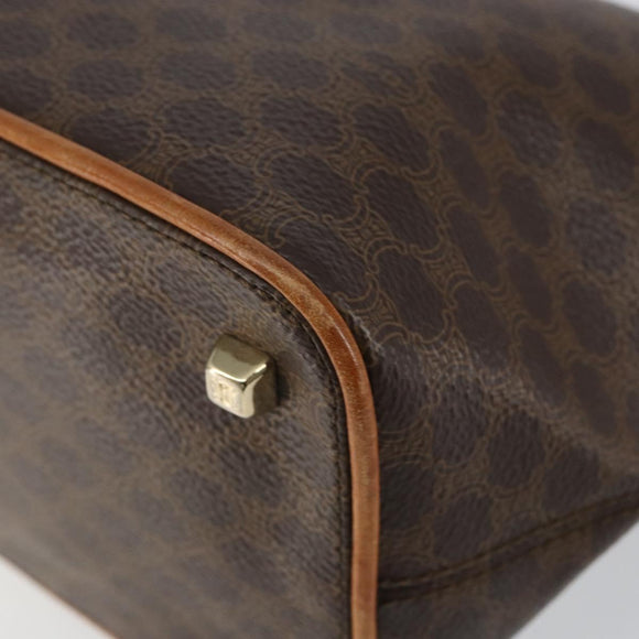 CELINE Macadam Canvas Shoulder Bag PVC Leather Brown Gold Auth 149367