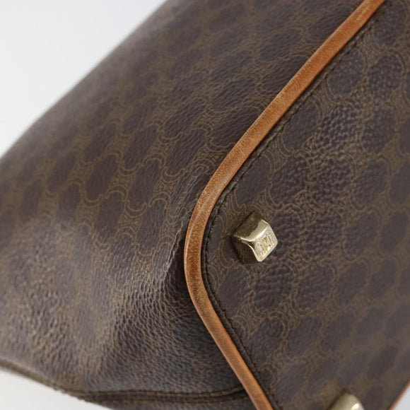 CELINE Macadam Canvas Shoulder Bag PVC Leather Brown Gold Auth 149367