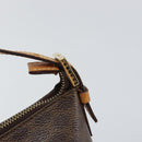 CELINE Macadam Canvas Shoulder Bag PVC Leather Brown Gold Auth 149367-9