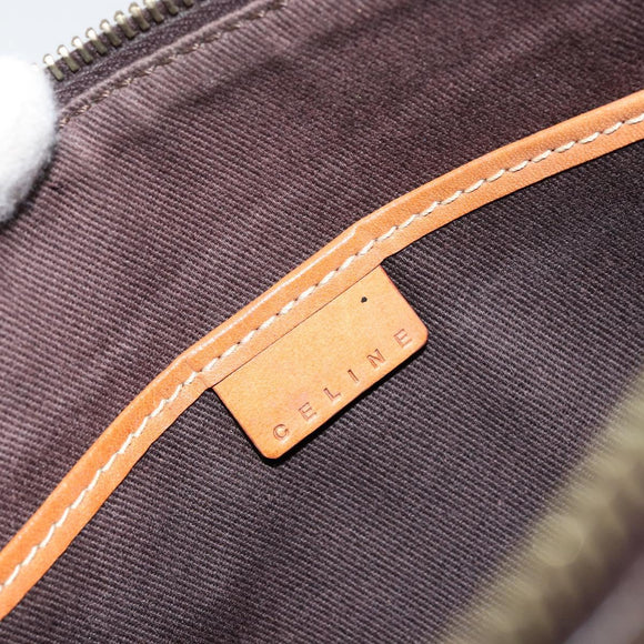 CELINE Macadam Canvas Shoulder Bag PVC Leather Brown Gold Auth 149367