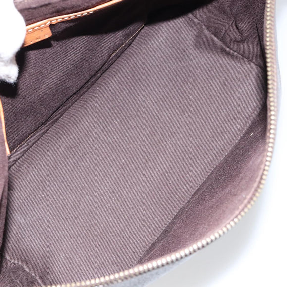 CELINE Macadam Canvas Shoulder Bag PVC Leather Brown Gold Auth 149367