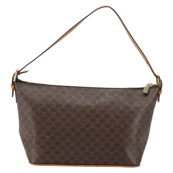 CELINE Macadam Canvas Shoulder Bag PVC Leather Brown Gold Auth 149367