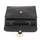 Christian Dior Honeycomb Canvas Hand Bag PVC 2way Black Gold Auth 149368-10
