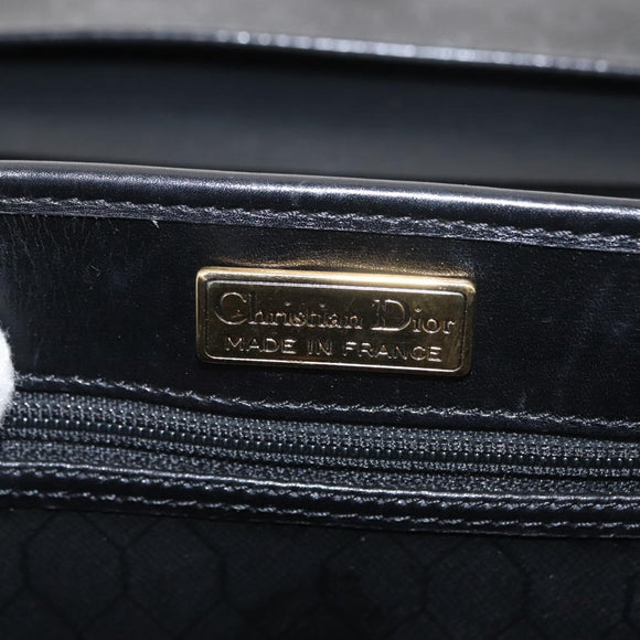 Christian Dior Honeycomb Canvas Hand Bag PVC 2way Black Gold Auth 149368
