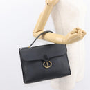 Christian Dior Honeycomb Canvas Hand Bag PVC 2way Black Gold Auth 149368-23