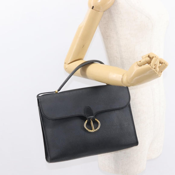 Christian Dior Honeycomb Canvas Hand Bag PVC 2way Black Gold Auth 149368