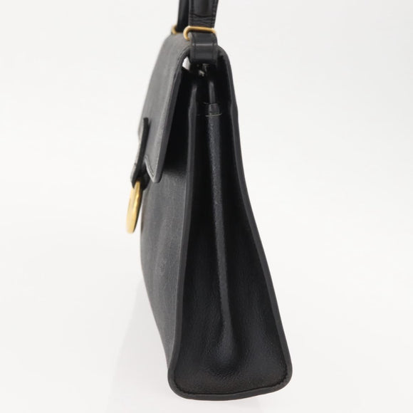 Christian Dior Honeycomb Canvas Hand Bag PVC 2way Black Gold Auth 149368