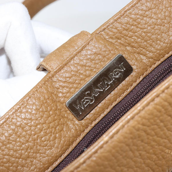 SAINT LAURENT Hand Bag Leather Brown Auth 149374