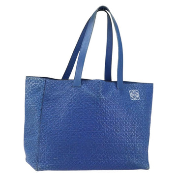 LOEWE Anagram Tote Bag Leather Blue Auth 149375