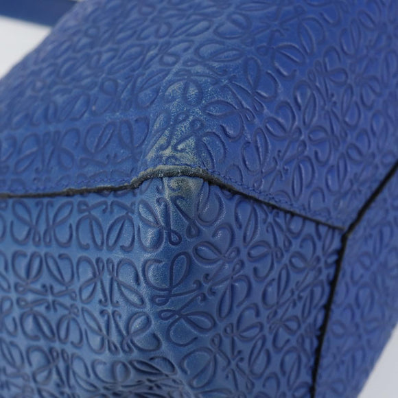 LOEWE Anagram Tote Bag Leather Blue Auth 149375