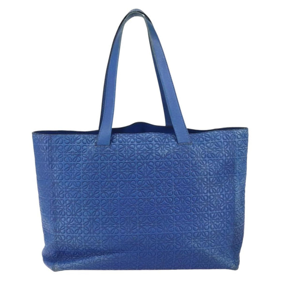 LOEWE Anagram Tote Bag Leather Blue Auth 149375