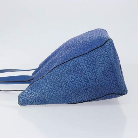 LOEWE Anagram Tote Bag Leather Blue Auth 149375