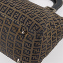 FENDI Zucchino Canvas Hand Bag Navy Silver Auth 149376-15