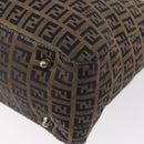 FENDI Zucchino Canvas Hand Bag Navy Silver Auth 149376-10