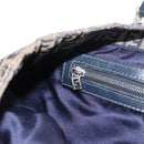 FENDI Zucchino Canvas Hand Bag Navy Silver Auth 149376-21