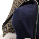 FENDI Zucchino Canvas Hand Bag Navy Silver Auth 149376-12