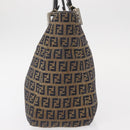 FENDI Zucchino Canvas Hand Bag Navy Silver Auth 149376-3