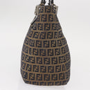 FENDI Zucchino Canvas Hand Bag Navy Silver Auth 149376-4