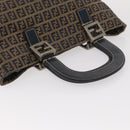 FENDI Zucchino Canvas Hand Bag Navy Silver Auth 149376-6