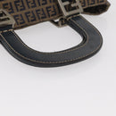 FENDI Zucchino Canvas Hand Bag Navy Silver Auth 149376-7