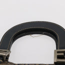 FENDI Zucchino Canvas Hand Bag Navy Silver Auth 149376-8
