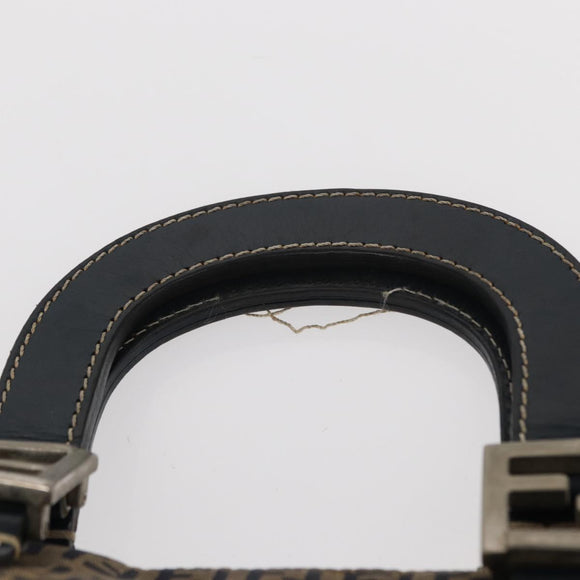 FENDI Zucchino Canvas Hand Bag Navy Silver Auth 149376