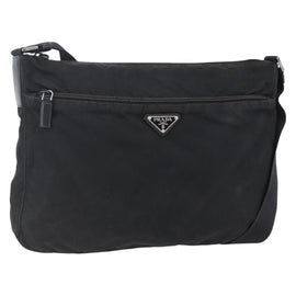 PRADA Shoulder Bag Nylon Black Silver Auth 149378