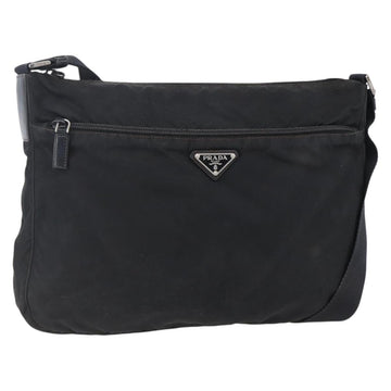 PRADA Shoulder Bag Nylon Black Silver Auth 149378