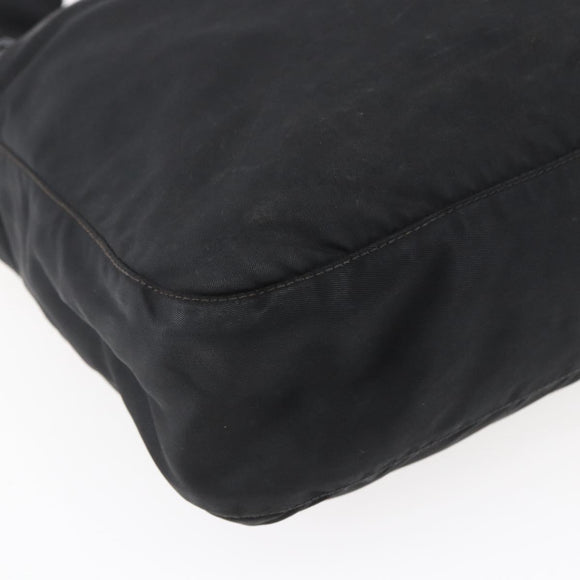 PRADA Shoulder Bag Nylon Black Silver Auth 149378