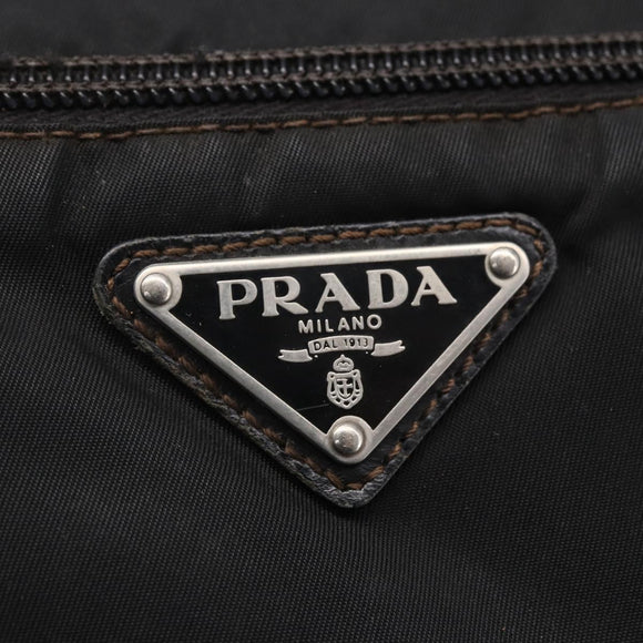 PRADA Shoulder Bag Nylon Black Silver Auth 149378