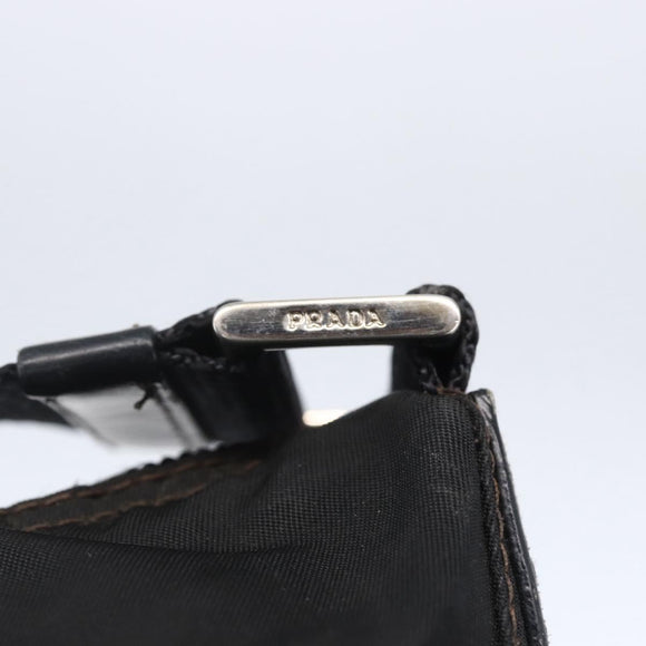 PRADA Shoulder Bag Nylon Black Silver Auth 149378
