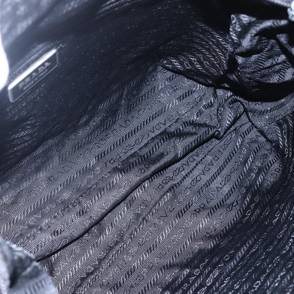 PRADA Shoulder Bag Nylon Black Silver Auth 149378