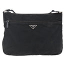 PRADA Shoulder Bag Nylon Black Silver Auth 149378-13