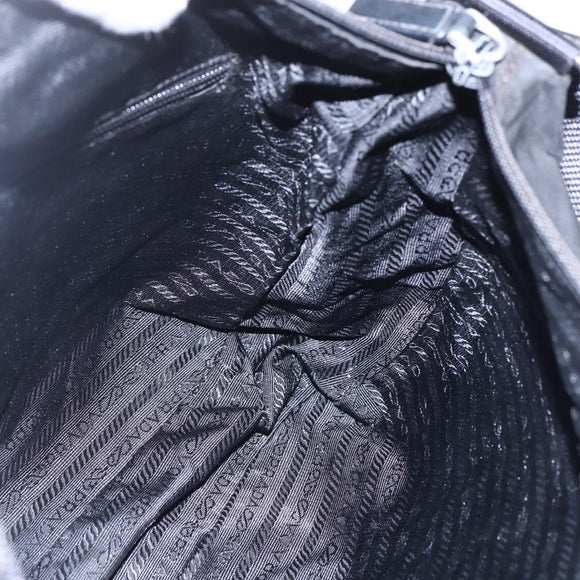 PRADA Shoulder Bag Nylon Black Silver Auth 149378