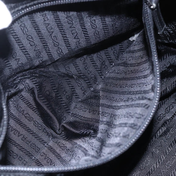PRADA Shoulder Bag Nylon Black Silver Auth 149378
