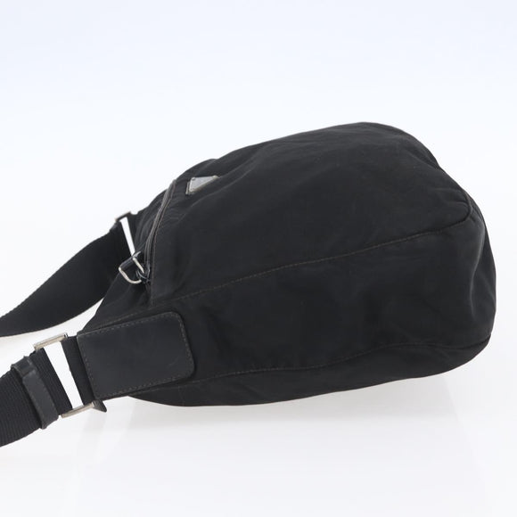 PRADA Shoulder Bag Nylon Black Silver Auth 149378