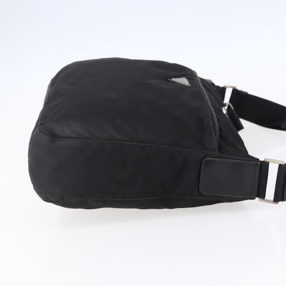 PRADA Shoulder Bag Nylon Black Silver Auth 149378
