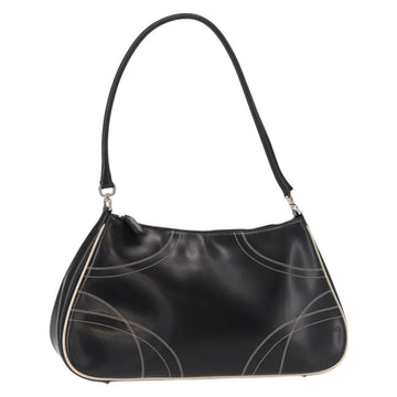 PRADA Shoulder Bag Leather Black Silver Auth 149386