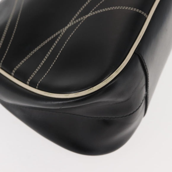 PRADA Shoulder Bag Leather Black Silver Auth 149386