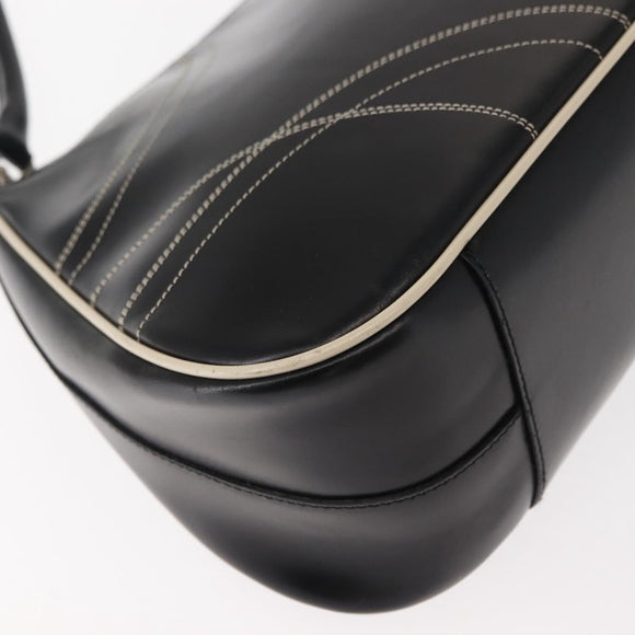 PRADA Shoulder Bag Leather Black Silver Auth 149386
