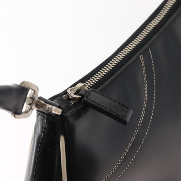 PRADA Shoulder Bag Leather Black Silver Auth 149386