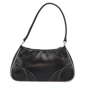PRADA Shoulder Bag Leather Black Silver Auth 149386 - 0