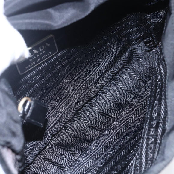 PRADA Shoulder Bag Nylon Black Silver Auth 149391