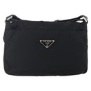PRADA Shoulder Bag Nylon Black Silver Auth 149391-13