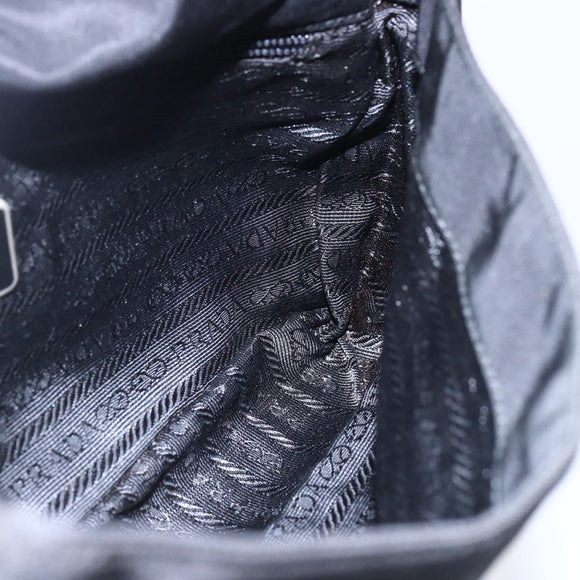 PRADA Shoulder Bag Nylon Black Silver Auth 149391