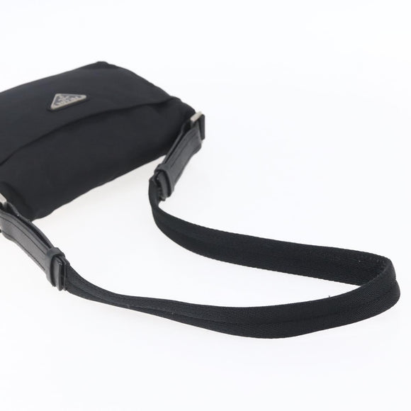 PRADA Shoulder Bag Nylon Black Silver Auth 149391