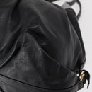 BVLGARI Chandra Hand Bag Leather Black Gold Auth 149392-14