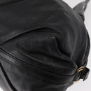 BVLGARI Chandra Hand Bag Leather Black Gold Auth 149392-16