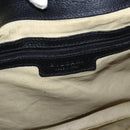 BVLGARI Chandra Hand Bag Leather Black Gold Auth 149392-17